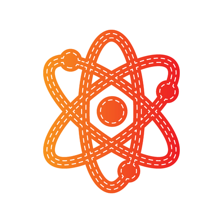 Atom sign illustration. Orange applique isolated.のイラスト素材