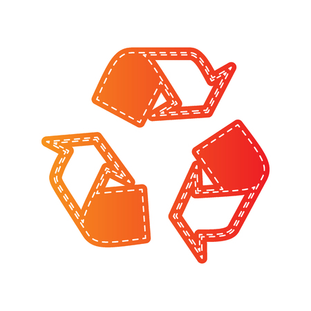 Recycle logo concept. Orange applique isolated.のイラスト素材