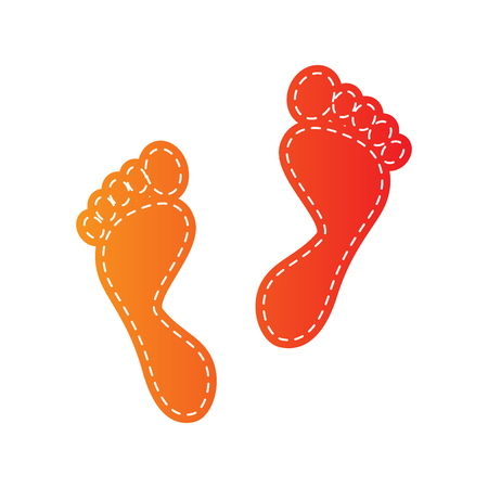 Foot prints sign. Orange applique isolated.のイラスト素材