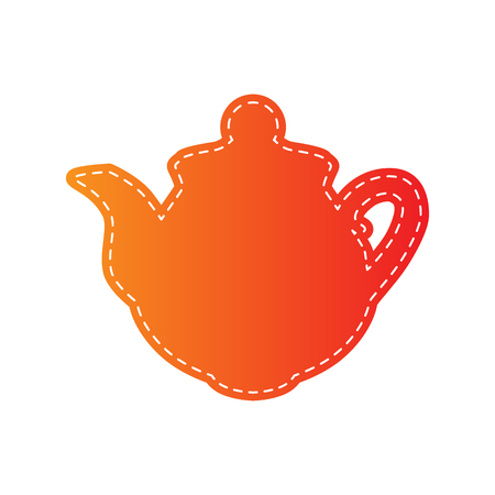 Tea maker sign. Orange applique isolated.のイラスト素材