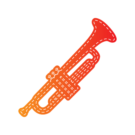 Musical instrument Trumpet sign. Orange applique isolated.のイラスト素材