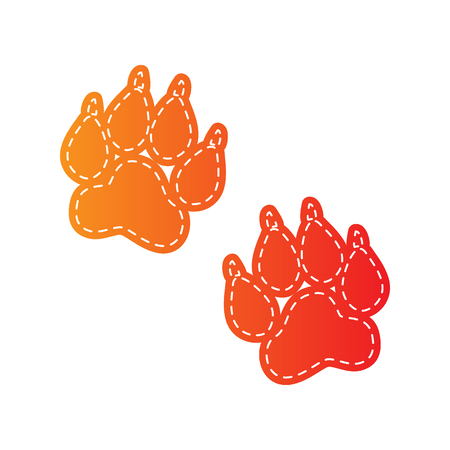 Animal Tracks sign. Orange applique isolated.のイラスト素材