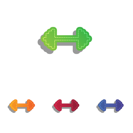 Dumbbell weights sign. Colorfull applique icons set.のイラスト素材