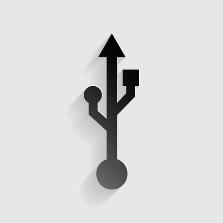 USB sign illustration. Black paper with shadow on gray background.のイラスト素材