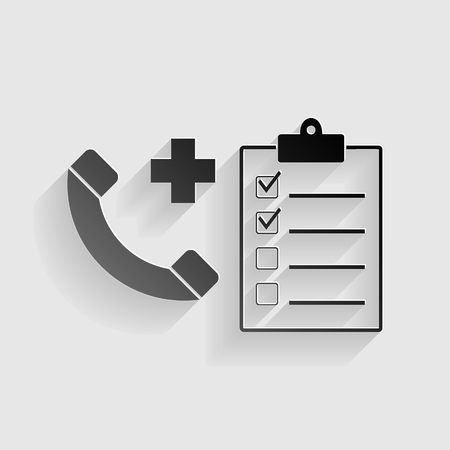 Medical consultration sign. Black paper with shadow on gray background.のイラスト素材