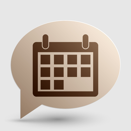 Calendar sign illustration. Brown gradient icon on bubble with shadow.のイラスト素材
