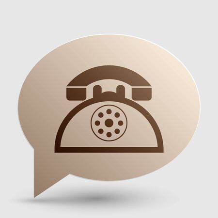 Retro telephone sign. Brown gradient icon on bubble with shadow.のイラスト素材