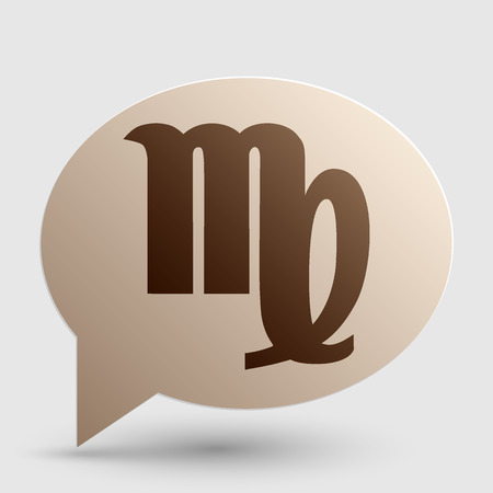 Virgo sign illustration. Brown gradient icon on bubble with shadow.のイラスト素材