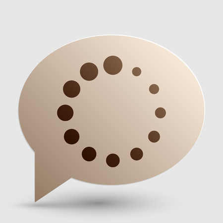 Circular loading sign. Brown gradient icon on bubble with shadow.