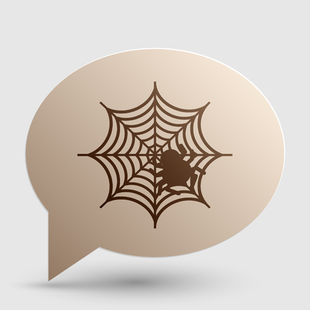 Spider on web illustration Brown gradient icon on bubble with shadow.のイラスト素材