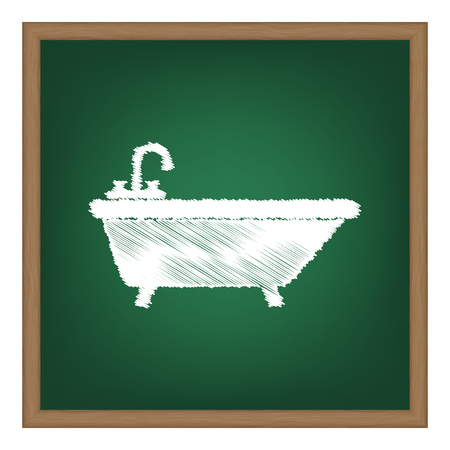 Bathtub sign illustration. White chalk effect on green school board.のイラスト素材