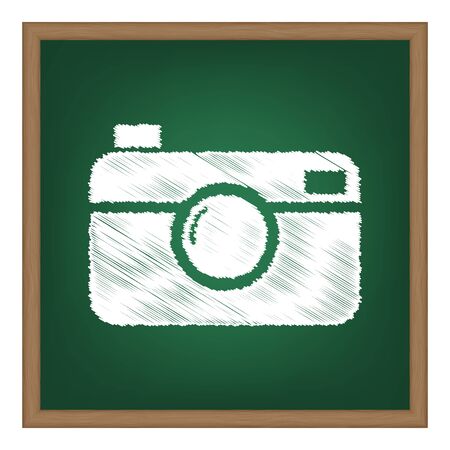 Digital photo camera sign. White chalk effect on green school board.のイラスト素材