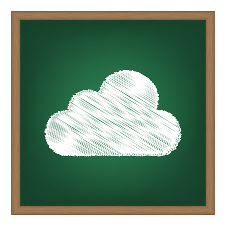 Cloud sign illustration. White chalk effect on green school board.のイラスト素材