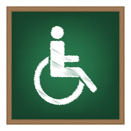 Disabled sign illustration. White chalk effect on green school board.のイラスト素材