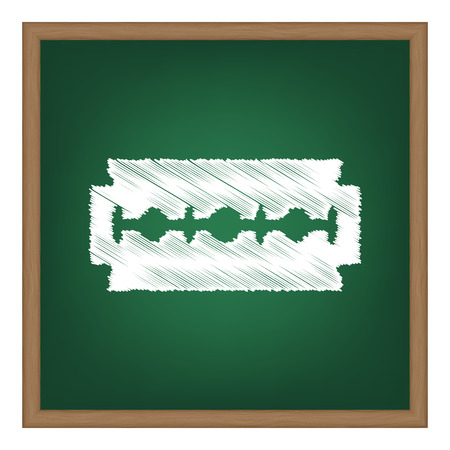 Razor blade sign. White chalk effect on green school board.のイラスト素材