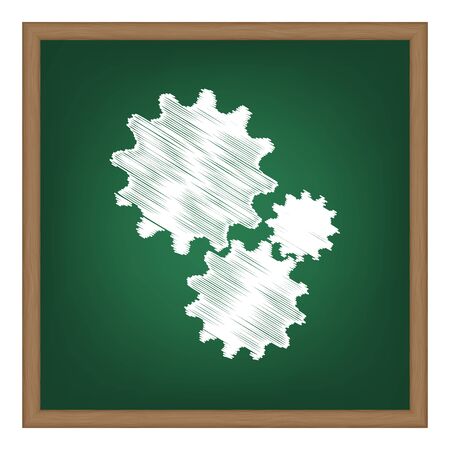 Settings sign illustration. White chalk effect on green school board.のイラスト素材