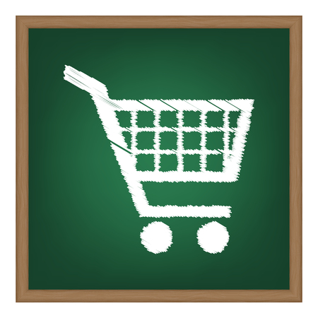 Shopping cart sign. White chalk effect on green school board.のイラスト素材