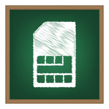 Sim card sign. White chalk effect on green school board.のイラスト素材