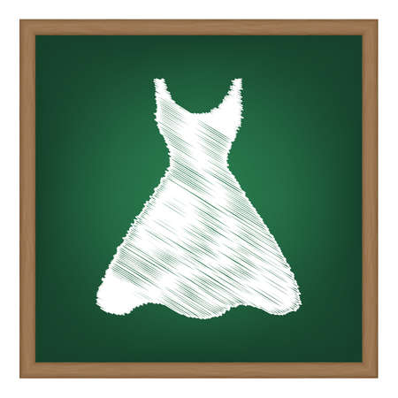 Woman dress sign. White chalk effect on green school board.のイラスト素材
