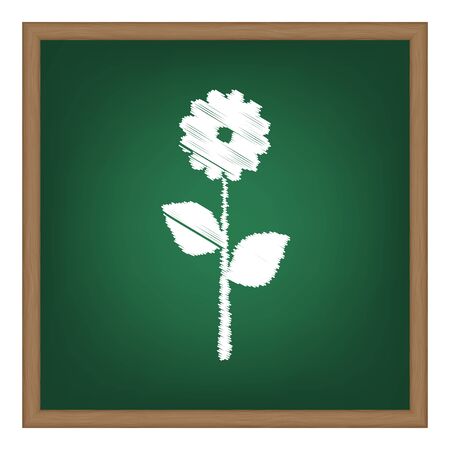 Flower sign illustration. White chalk effect on green school board.のイラスト素材