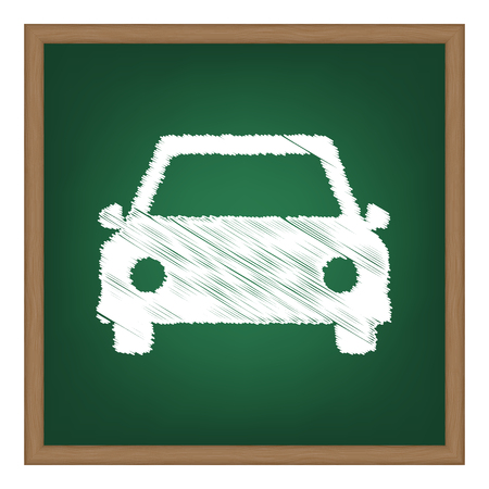 Car sign illustration. White chalk effect on green school board.のイラスト素材