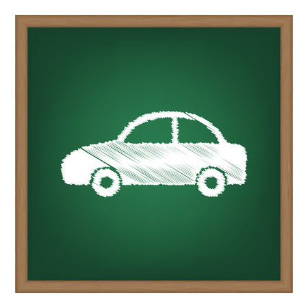 Car sign illustration. White chalk effect on green school board.のイラスト素材