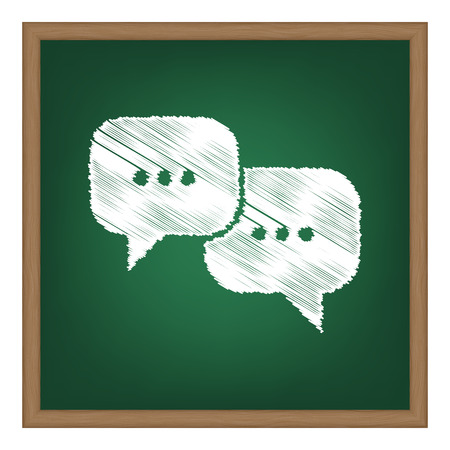 Speech bubbles sign. White chalk effect on green school board.のイラスト素材