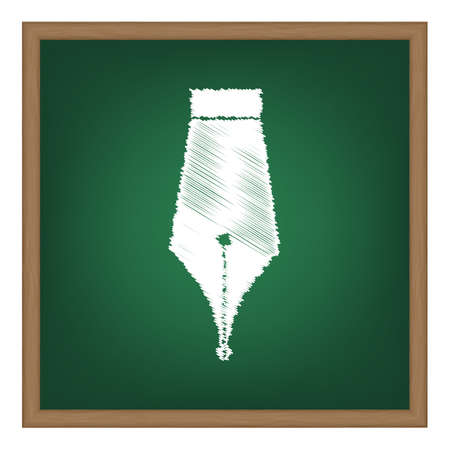 Pen sign illustration. White chalk effect on green school board.のイラスト素材