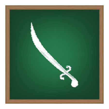 Sword sign illustration. White chalk effect on green school board.のイラスト素材
