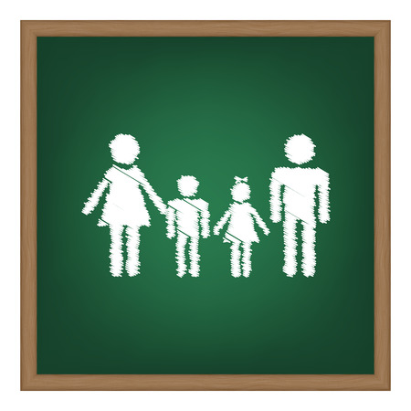 Family sign. White chalk effect on green school board.のイラスト素材