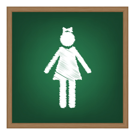Girl sign illustration. White chalk effect on green school board.のイラスト素材