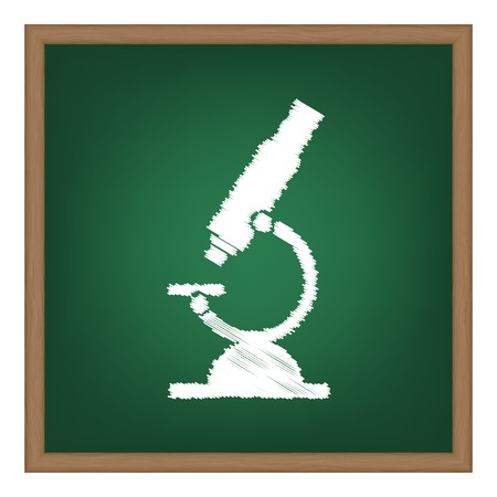 Chemistry microscope sign for laboratory. White chalk effect on green school board.のイラスト素材