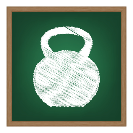 Fitness Dumbbell sign. White chalk effect on green school board.のイラスト素材