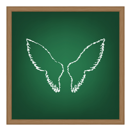 Wings sign illustration. White chalk effect on green school board.のイラスト素材
