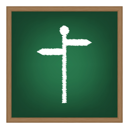 Direction road sign. White chalk effect on green school board.のイラスト素材