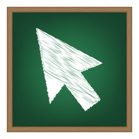Arrow sign illustration. White chalk effect on green school board.のイラスト素材