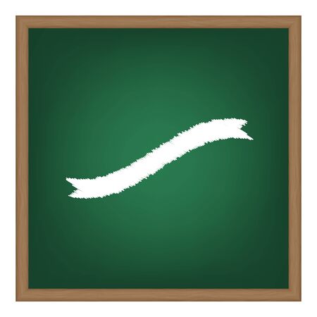 Banner ribbon sign. White chalk effect on green school board.のイラスト素材
