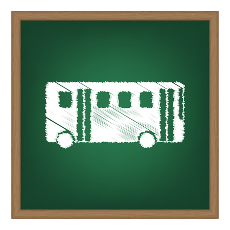 Bus simple sign. White chalk effect on green school board.のイラスト素材
