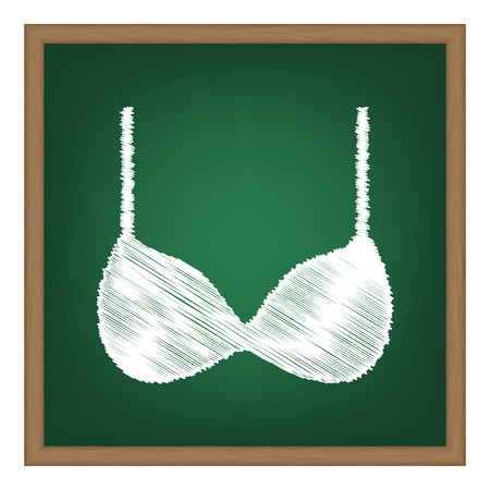 Bra simple sign. White chalk effect on green school board.のイラスト素材