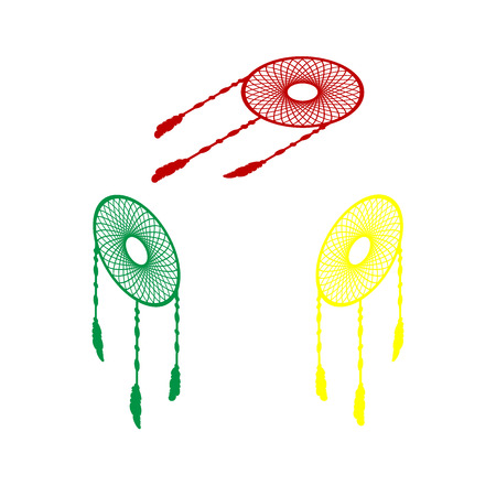 Dream catcher sign. Isometric style of red, green and yellow icon.のイラスト素材
