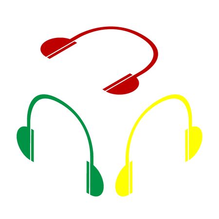 Headphones sign illustration. Isometric style of red, green and yellow icon.のイラスト素材