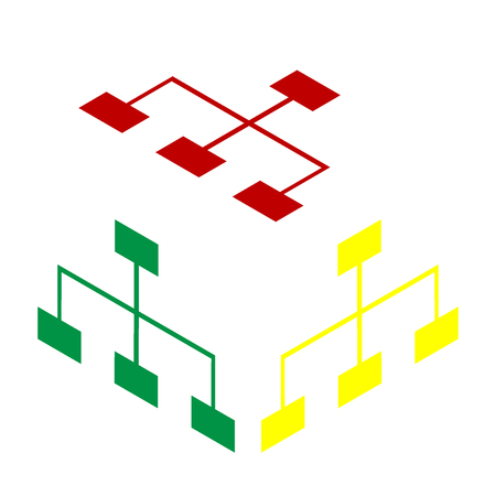 Site map sign. Isometric style of red, green and yellow icon.のイラスト素材