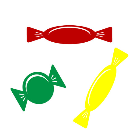 Candy sign illustration. Isometric style of red, green and yellow icon.のイラスト素材