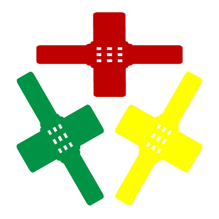 Aid sticker sign. Isometric style of red, green and yellow icon.のイラスト素材