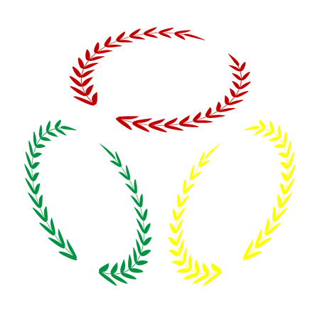 Laurel Wreath sign. Isometric style of red, green and yellow icon.のイラスト素材