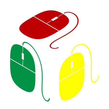 Mouse sign illustration. Isometric style of red, green and yellow icon.のイラスト素材