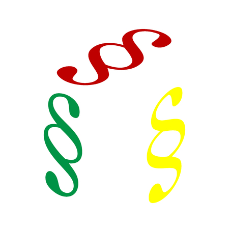Paragraph sign illustration. Isometric style of red, green and yellow icon.のイラスト素材