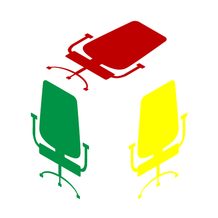 Office chair sign. Isometric style of red, green and yellow icon.のイラスト素材