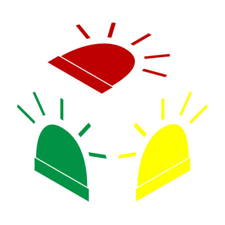 Police single sign. Isometric style of red, green and yellow icon.のイラスト素材
