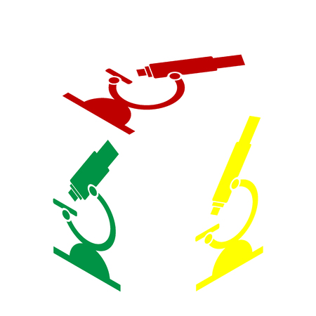 Chemistry microscope sign for laboratory. Isometric style of red, green and yellow icon.のイラスト素材